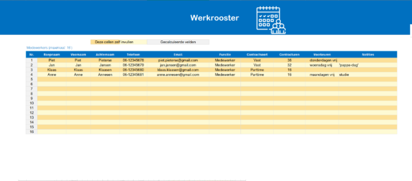 Werkrooster