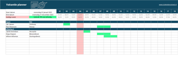 Afdelings vakantie planner